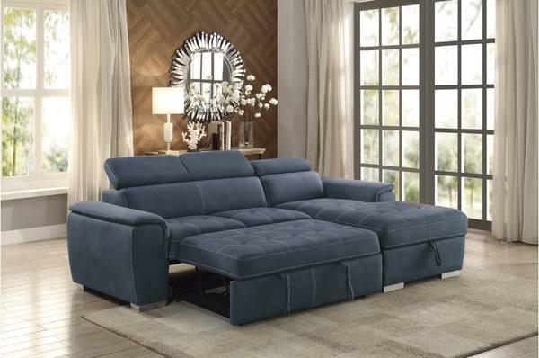 2-Piece Sectional SOFA CHAISE with Pull-out Bed Hidden Storage Sleeper