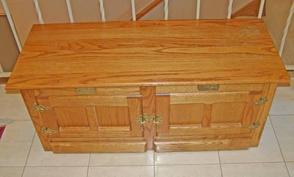 Solid Oak Cabinet, Simmons Hardware Antique Ice Box Style, White Clad