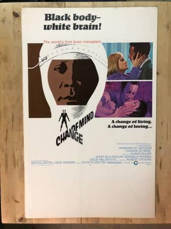 Orignal window card for the controversial sci-fi drama CHANGE OF MIND