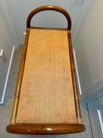 Mid-Century Rattan & Cane Shelf / Small Bar Cart 4