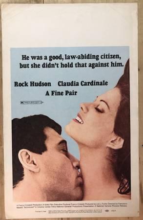 Original window card poster for Rock Hudson movie A FINE PAIR