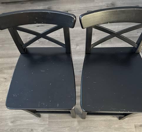 2 Black Solid Wood Bar Stools