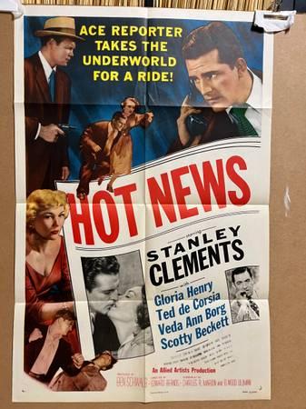 Original movie poster for the 1953 boxing/crime film HOT NEWS!