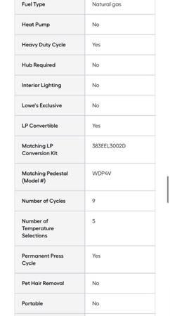 LG large stackable vented gas dryer 8