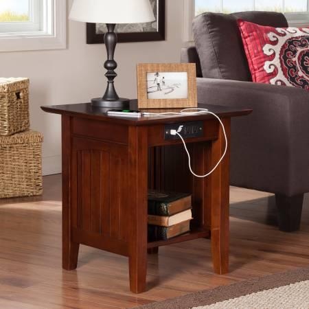 New-in-Box Nantucket Walnut End Table with Charging Station