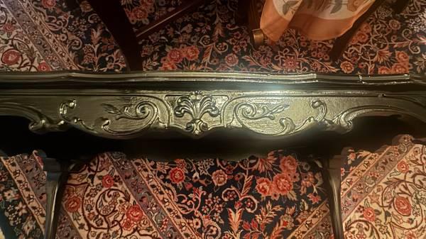 Vintage Chippendale black solid wood coffee table 3