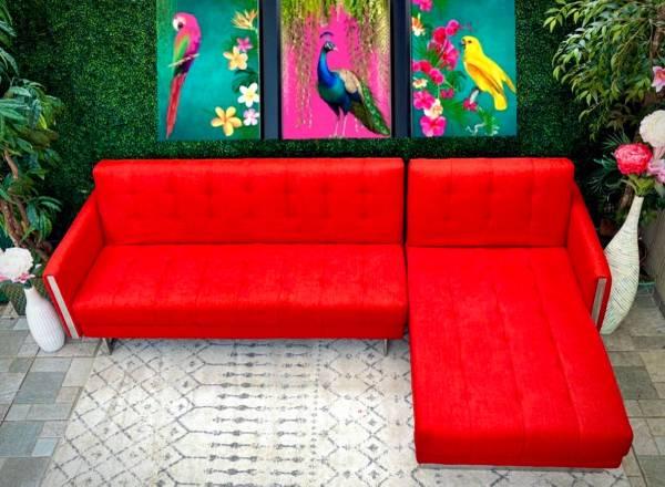 Free Delivery Red 2-Piece Futon Sleeper Sectional Couch 4