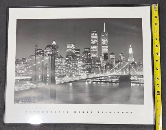 Framed Black & White B&W Brooklyn Bridge Print Night Scene NYC 5