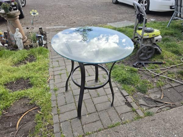 Glass-Top Patio Side Table