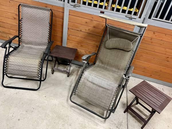 Set of 2 Zero Gravity Chairs with Folding Side Tables