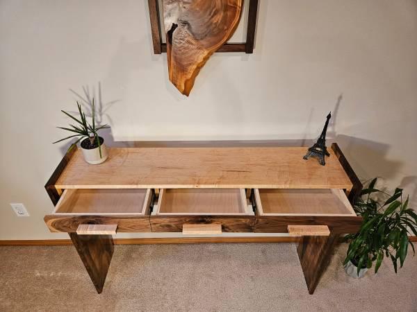 Natural Wood Console & Entryway Table with 3 Drawers 5