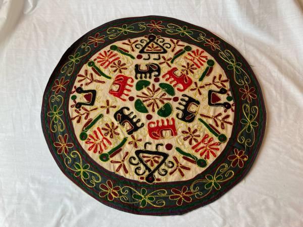 Indian elephant theme embroidered wall hanging / table cover - home decor