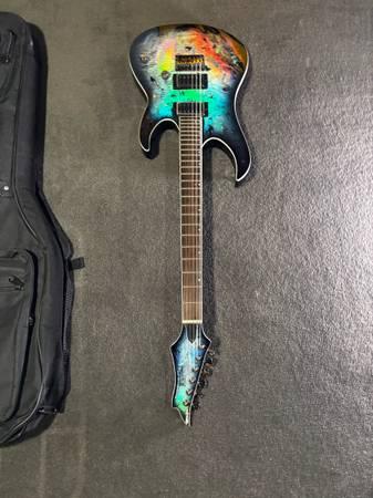 Blue holo gladius spear electric guitar w/ amp 10
