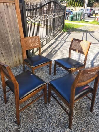 Set of 4 Vintage MCM Mid-Century Modern Lane Walnut Dining Chairs Cane 2