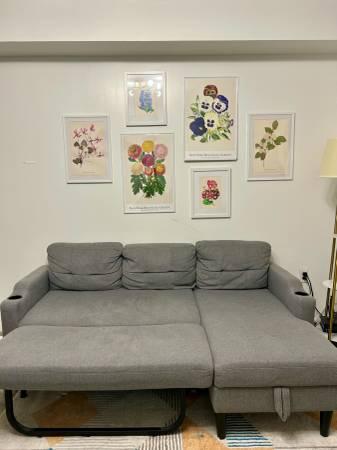 2-in-1 Pull Out Sleeper Sofa, L-Shaped couch with storage