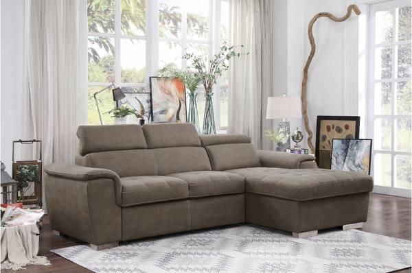 2-Piece Sectional SOFA CHAISE with Pull-out Bed Hidden Storage Sleeper 5