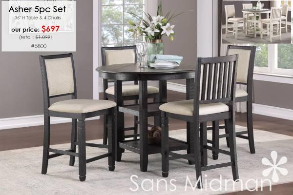NEW IN BOX! Sasha Counter Height Pub Set, Table & 4 Chairs 9