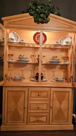 PINE DINING ROOM SET - TABLE + 6 CHAIRS, CHINA CABINET, SIDE TABLES
