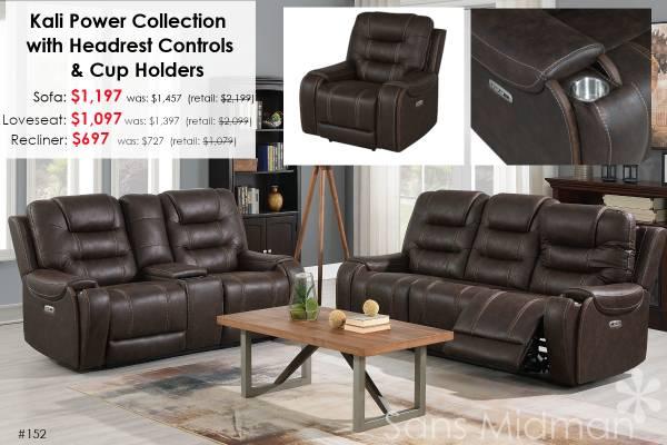NEW IN BOX! Agata Reclining Sofa, with Drop Down Center Console! 6