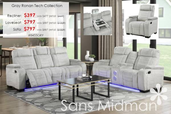 NEW IN BOX! Agata Reclining Sofa, with Drop Down Center Console! 13