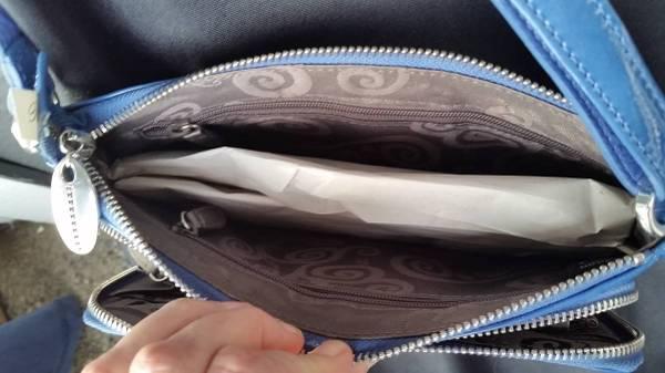 Brighton Blue/ Grey Python Embossed Leather Purse Handbag NEW 5