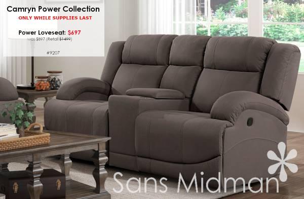 NEW IN BOX! Agata Reclining Sofa, with Drop Down Center Console! 19