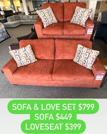 Sofa in Spice Orange Accent Pillows included! 2 Colors Available 2