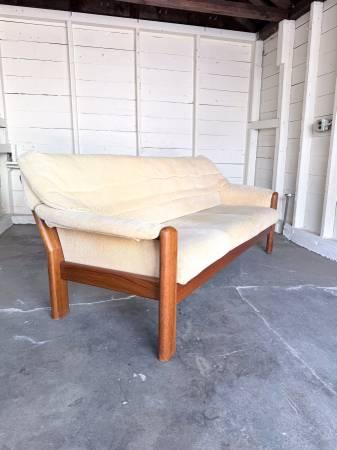 Danish Modern Teak Sofa c. 1970s | Scandinavian Teak Frame Couch | Mid 3