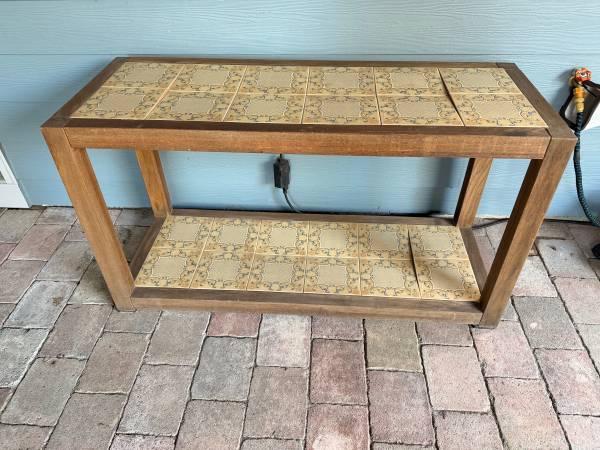 Wood and Tile Console Table