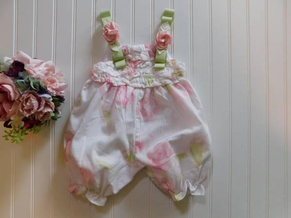 Baby Beri Girls 3-6 Month Rose Floral Bubble Romper Outfit Easter