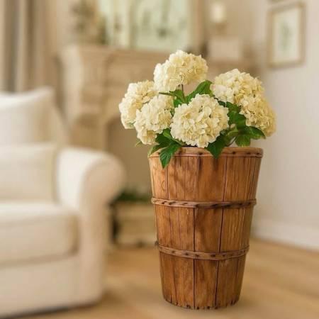 Vintage Orchard Bushel Basket Tall Solid Wood Home Decor Umbrella Bin Neutral
