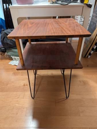 Side Table - Solid Wood with Metal Legs