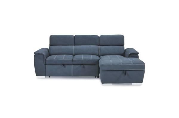 2-Piece Sectional SOFA CHAISE with Pull-out Bed Hidden Storage Sleeper 4