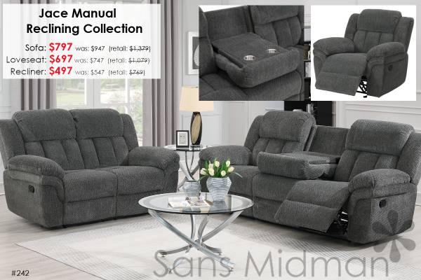 NEW IN BOX! Agata Reclining Sofa, with Drop Down Center Console! 7