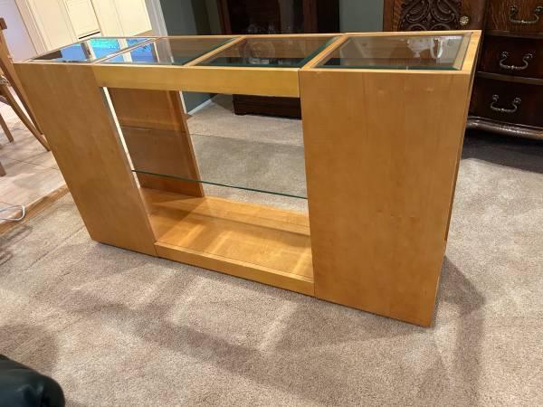 PRICE REDUCED! Maple and Glass Console Table
