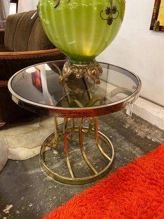 MidMod Round Brass & Glass Side Table