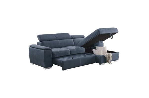 2-Piece Sectional SOFA CHAISE with Pull-out Bed Hidden Storage Sleeper 11