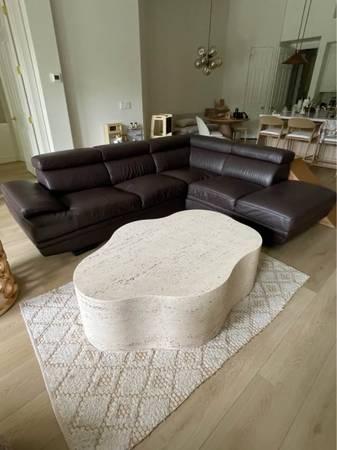 Copenhagen Genuine Leather Modern Sectional Sofa + Chaise – Chocolate Brown 9