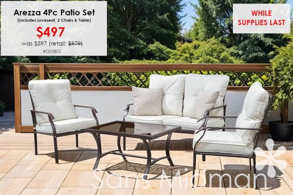 NEW IN BOX! Arezzo 4PC Patio Set - Loveseat, 2 Chairs & Coffee Table