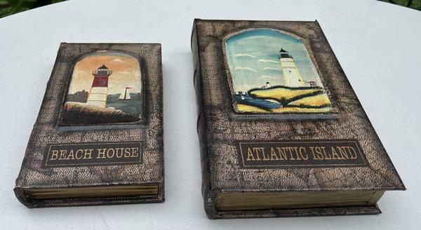 Coastal Book Boxes - set of 2 3