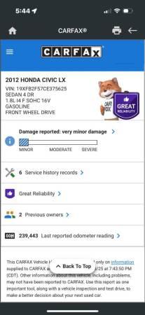 2012 Honda Civic  LX 4dr Sedan 5A 3