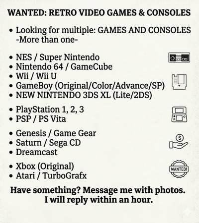 Looking for retro video game collections & consoles! 🕹️
