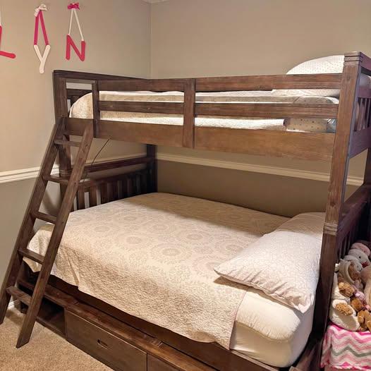 Twin over full bunk bed with drawers