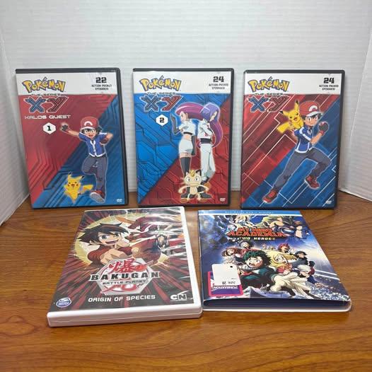 3 Anime Pokémon, 1 bakugan battle planet & 1 MY HERO ACADEMIA DVD set