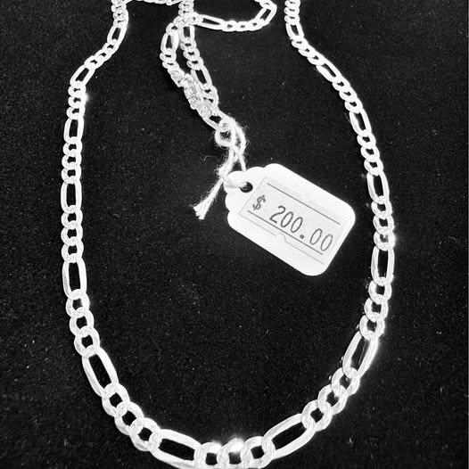 Diamond-Cut Figaro Chain Necklace Solid Sterling Silver 24 inch.