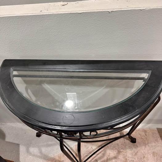 Elegant Half-Moon Console Table with Glass Top