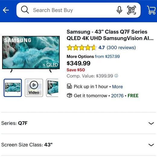 43" Samsung TV - Q7F Brand New
