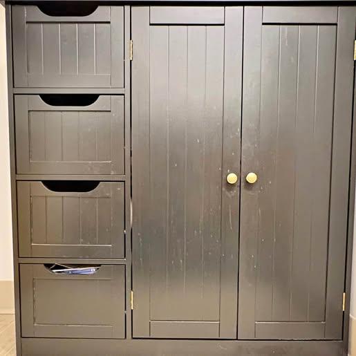 Dark Storage Cabinet w/ Drawers & Doors
