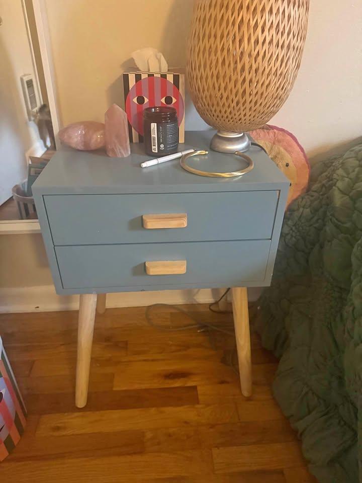 Side Table 2 drawer Blue