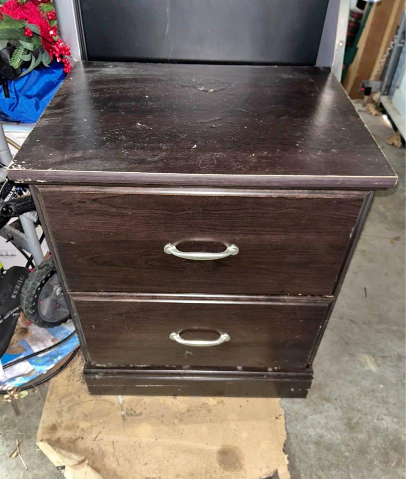 Dark brown two drawer nightstand